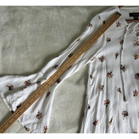 Karen Kane Womens Shirt Small Ballerina Print Flowy Lace Up Fairy Whimsical - Picture 10 of 12